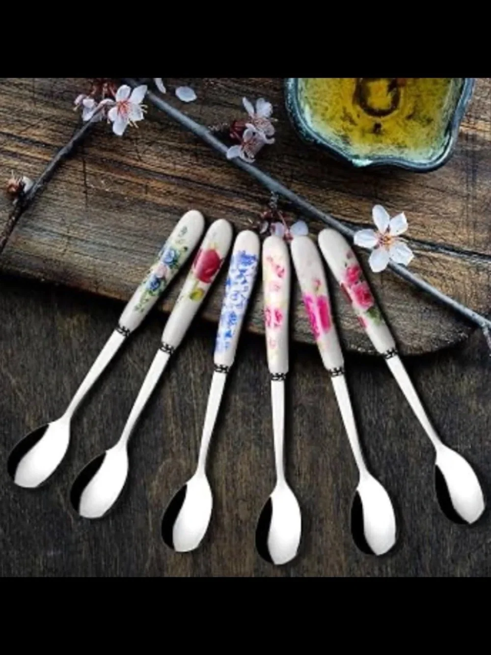 12 Piece Floral dessert spoons and pastry forks Flatware Set. NEW!!